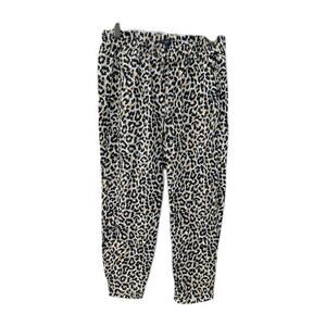 J Crew Womens Leopard Print Linen Blend Drawstring Pants Sz‎ 6 Pull On Cuffed